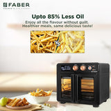 Faber Air Fryer Oven 25L, Digital Control, Bake Tray, SS Wire Tray&Basket, Crumb Tray, Rotisserie Kit|15 Preset Auto Program|Roast,Fry,Toast,Defrost|Convection Function|FAO 25L 15F BK|1700 W Black