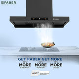 Faber Coral 75cm 1500m³/hr BLDC Autoclean T-Shape Chimney | Built In Oil Collector | Touch & Gesture Control | Hood Coral BLDC FL HC SC BK IN 75