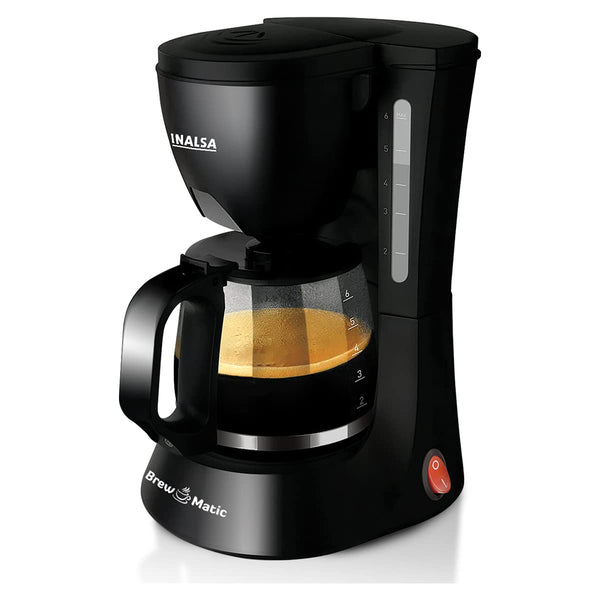 INALSA 6 Cups 650-Watt Coffee Maker with Anti Drip & Keep Warm Function| Reusable Coffee Filter(Brew Matic)