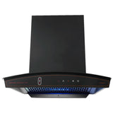 Kutchina Virgose dlx 90 Filterless Auto-clean kitchen Chimney, Suction capacity of 1350 m3/hr with multi speed wave sensor & Touch Control (Black)