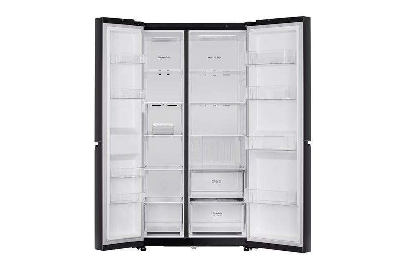 LG 650L Side-by-Side Refrigerator, Convertible, Multi-Air Flow Western Black, 3 Star (GL-B257JWB3)