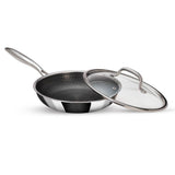 Arttdinox Stellar Stainless Steel Triply Frypan with Lid | Frying Pan | Etched nonstick PTFE | Non Stick Pan | Frying Pan Non Stick | Induction & Gas Base | Jindal Stainless, 24cm/1.8L, Silver