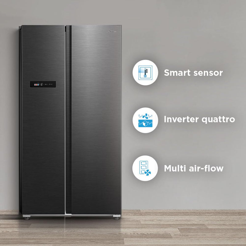 MDRS791MIF28IND, Midea, Side by Side , 592 L, Inverter, Jazz Black,WiFi (open Box Like New)