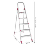 Amazon Basics Foldable 6-Step Aluminium Ladder | Double-Lock with Hinges | Skid-Proof | Lightweight (Maroon)