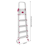 Amazon Basics Foldable 6-Step Aluminium Ladder | Double-Lock with Hinges | Skid-Proof | Lightweight (Maroon)