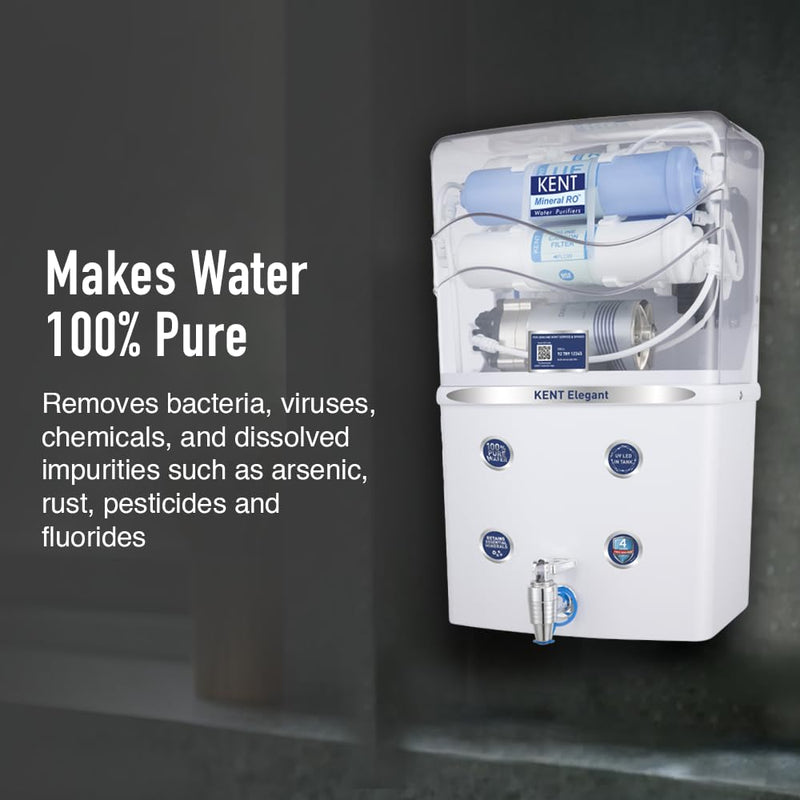 KENT Elegant (11097), 8 L RO Water Purifier (White)