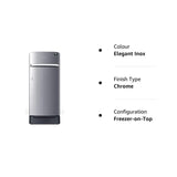 Samsung 189 L 5 Star Digital Inverter DirectCool Single Door Refrigerator RR21C2H25S8HL Silver Elegant Inox Base Stand Drawer 2023 Model