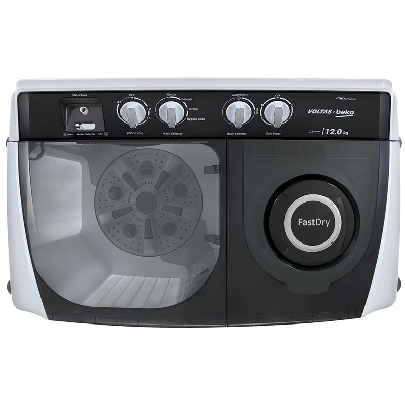 Voltas Beko by A Tata Product 12 kg Semi Automatic Top Load Washing Machine Blue, White (WTT120AGRT)