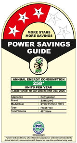 Samsung Smart Choice 467 L, 3 Star, Convertible 5-in-1, Digital Inverter, Frost Free Double Door, Bespoke AI WiFi Enabled Refrigerator (RT80F51C3KHL, Luxe Black)