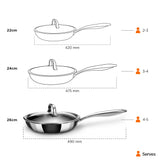 Arttdinox Stellar Stainless Steel Triply Frypan with Lid | Frying Pan | Etched nonstick PTFE | Non Stick Pan | Frying Pan Non Stick | Induction & Gas Base | Jindal Stainless, 24cm/1.8L, Silver