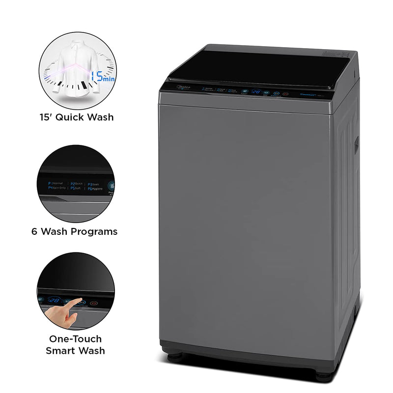 MA100W70/G-IN, Midea FATL 7.0 KG, MA100 SERIES, SILVER COLOR (open Box Like New)