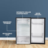 SHARP 92 L 2 Star Mini Direct Cool Single Door Refrigerator |Japan 7 Shields Protection|Vegetable Box| Toughened Glass shelves I (Metal Black, SJ-MRW1)