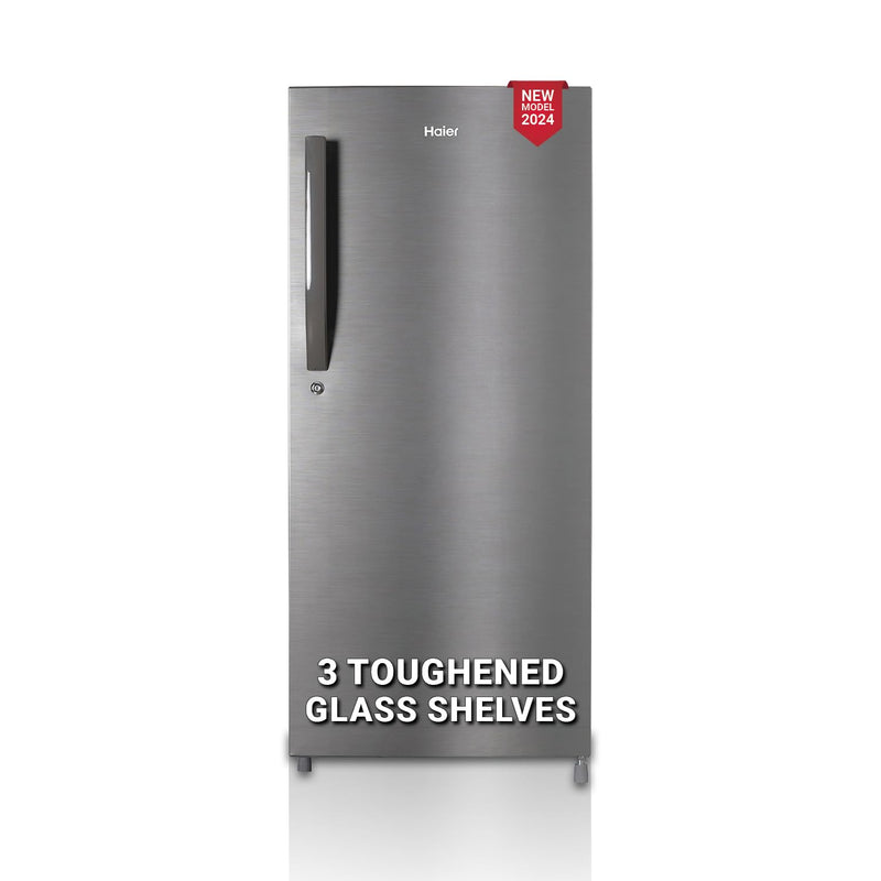 Haier 190 L, 4 Star, Direct Cool Single Door Refrigerator (HED-204DS-P, Dazzle Steel)