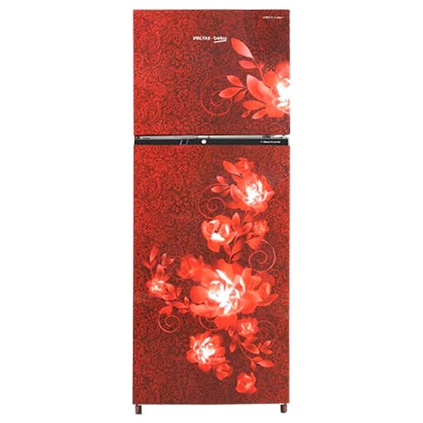 Voltas Beko RFF295D/W0CWR0I0000GD 250L 2 Star Frost Free Double Door Refrigerator Flower Wine