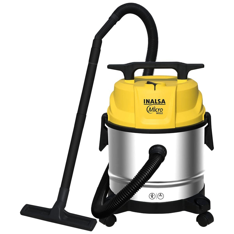 INALSA Wet and Dry Vacuum Cleaner for Home, 12 LTR Capacity,1200 W, 17 kPa Suction, Blower Function, Wet Vacuum Cleaner for Sofa, House Cleaning Machine,Stainless Steel Body (WD 12