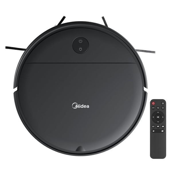 Midea I2A Robotic Vacuum Cleaner with Remote |Wet & Dry |BLDC Motor | 1200Pa Strong Suction | Anti Fall Function | Anti-Collision & Auto Return Charge Function, 110 Minutes, Black