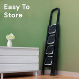 BonKaso Premium Alloy Steel Heavy Duty Multipurpose Foldable 6 Step Ladder with Connecting Frame & Belt Support for Home and Outdoor - (Black)