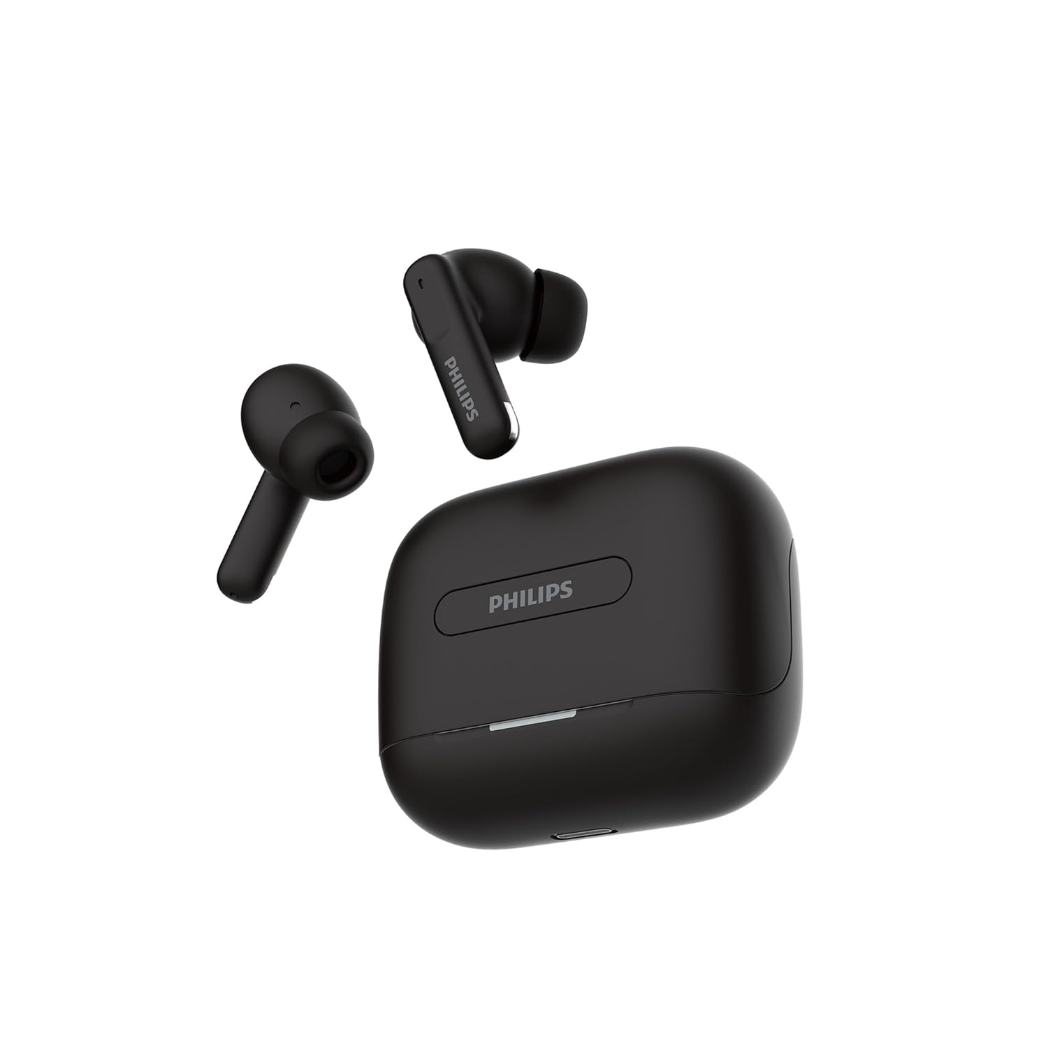 PHILIPS TAT1050WT/94 Truly Wireless Earbuds with ANC, Quad Mic ENC, Up to 50 Hr Playtime, 13mm Neodymium Drivers, Multipoint, IPX5 Water Resistance, Fast Charging, Ultra Low Latency (Deep Black)
