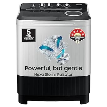Samsung 8.5 kg, 5 star, Semi-Automatic Washing Machine (WT85C4200GG/TL, Air Turbo Drying, LIGHT GRAY)
