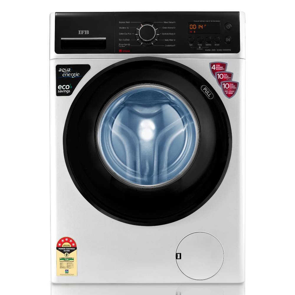 IFB 6.5 Kg 5 Star Front Load Washing Machine 2X Power Steam (ELENA ZWS 6510, White & Black, In-built Heater)