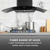 Faber 90 cm 1500 hr Autoclean Kitchen Chimney Autoclean Alarm Mood L Made in India HOOD PRIMUS PLUS ENERGY IN HCSC BK 90Touch Gesture Control Black