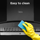 Midea 90V11 Kitchen Chimney with 1250 m³/hr strong air suction and Intelli Auto Clean - 90 CM