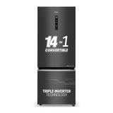 Haier 325 L, 3 Star, Convertible 14-in-1, Triple Inverter & Fan Motor Technology, with Display Frost Free, Bottom Mounted Double Door Refrigerator (HEB-333GB-P, GE Black)