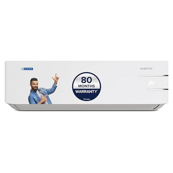 Blue Star 1 Ton 5 Star  Inverter Split AC with 80 Months Warranty (Copper, Multi Sensors, Convertible 5 in 1 Cooling, Smart Ready, Blue Fins, Self Diagnosis, 2024 Model, IC512YNUR, White)