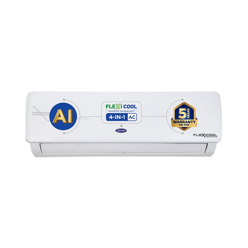 Carrier 1 Ton 3 Star AI Flexicool Inverter Split AC (Copper, Convertible 4-in-1 Cooling,Dual Filtration with HD & PM 2.5 Filter, Auto Cleanser, 2023 Model,ESTER Exi - CAI12ER3R33F0,White)