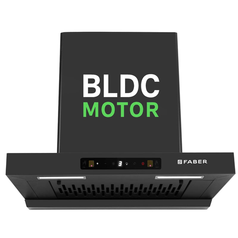 Faber Atom 60cm 1500m³/hr BLDC Autoclean Filterless T-Shape Chimney|Built In Oil Collector|Touch & Gesture Control | Hood ATOM BLDC TC FL HC SC BK IN 60