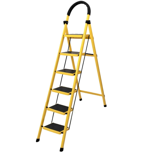 Asian Paints TruCare 6-Steps Trendy Steel Ladder, Foldable Ladder for Home & Office use, Durable, Wide, Anti-Skid, Lightweight & Easy to Carry, with 5