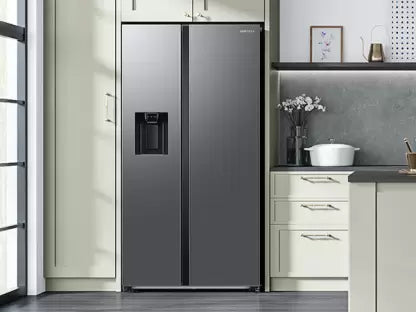 Samsung 633 L, 3 Star, Frost Free, Side By Side Refrigerator (RS78CG8543S9HL, Silver, Refined Inox)