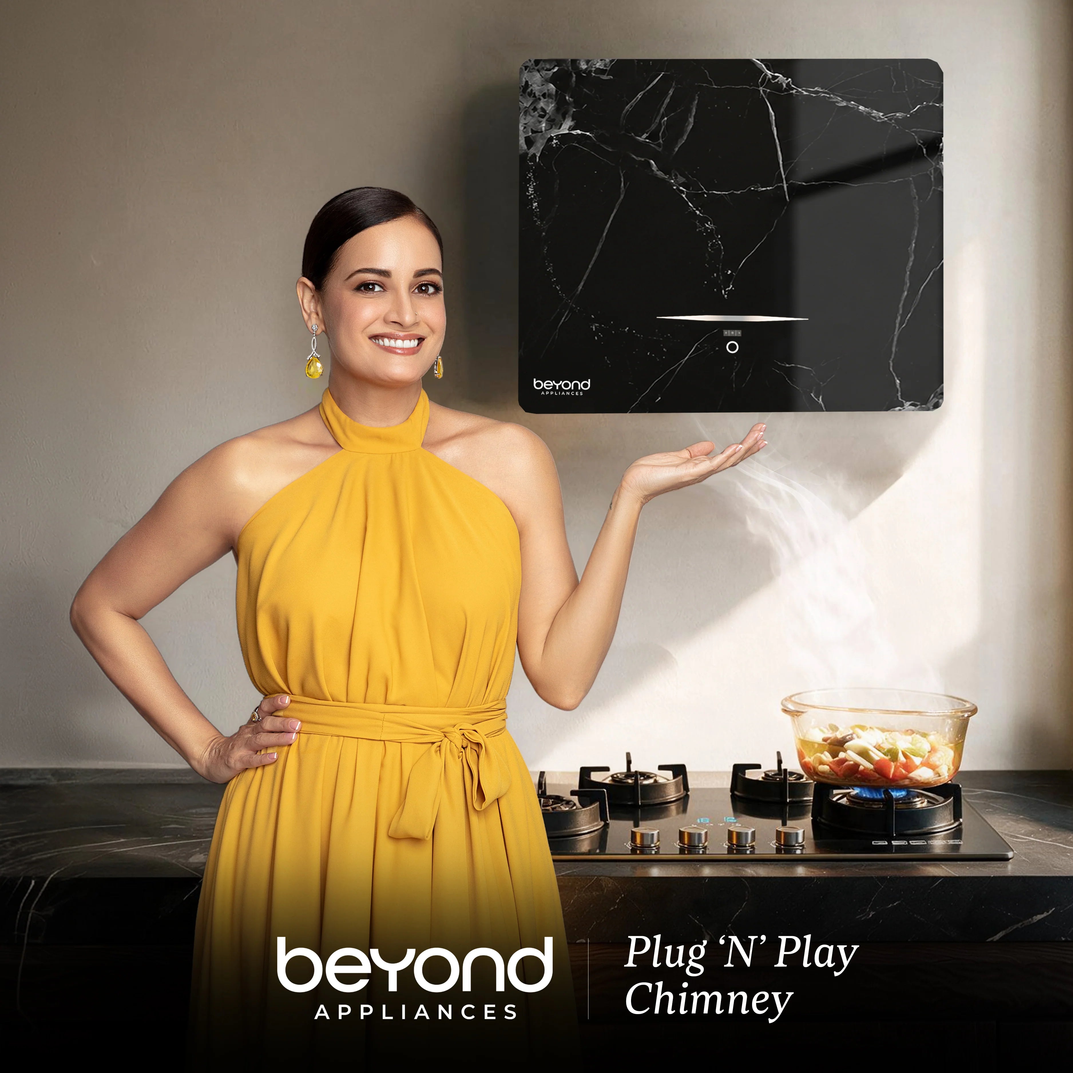 Beyond Appliances Cube 60 BLDC Plug N Play Ductless Kitchen Chimney | 1600 CMH | Auto Clean | 5-Stage Charcoal Activated Filter | Touch Control | 3-way Suction | 45dB Low Noise | Black,CUBE60-BLDC-NOIR(BA-CU-NR-PP-BL-60-CH)