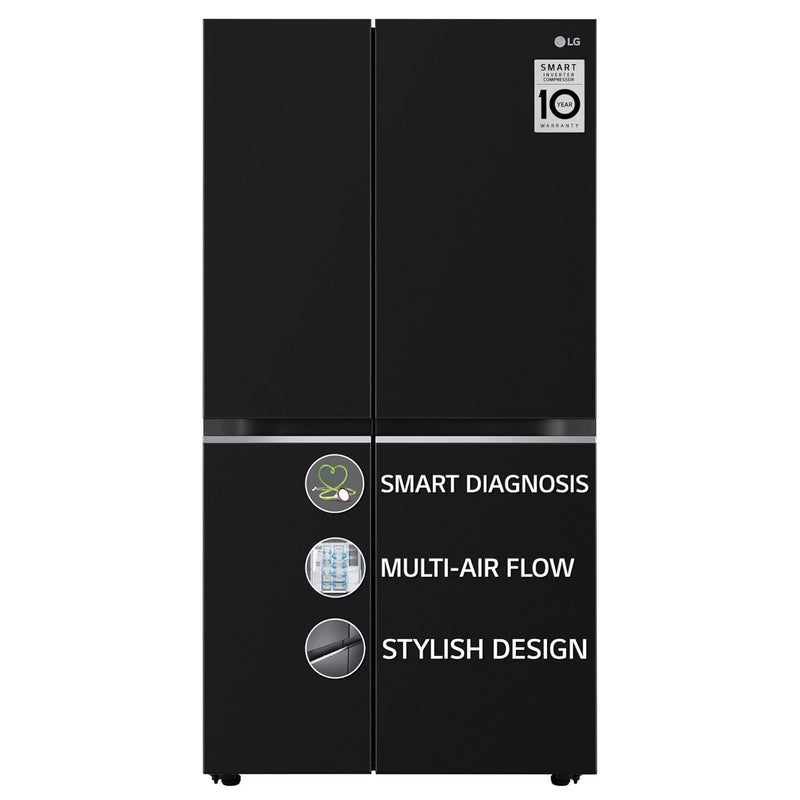 LG 655 L Frost Free Side by Side Refrigerator with Smart Inverter Compressor, Express Freeze & Multi Air-Flow (Dazzle Steel, GL-B257HDSY)