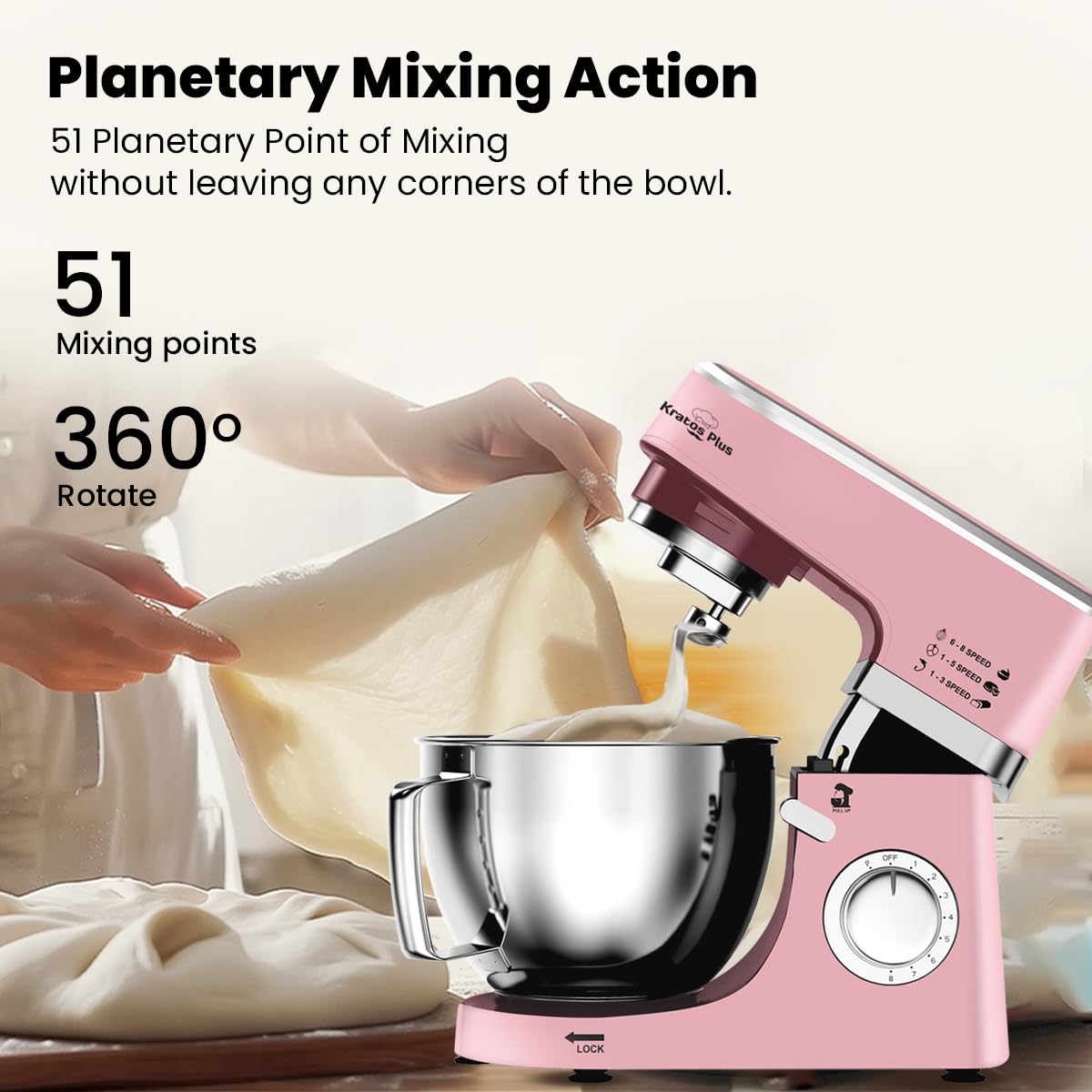 Inalsa Stand Mixer Kratos Plus Pink