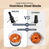 INALSA Electric Chopper for Kitchen With 450 Watts Pure Copper Motor 2 Speed Option|Chop, Mince, Puree, Dice|Twin Blade Technology|One Touch Operation,Long Power Cord-Bullet Inox