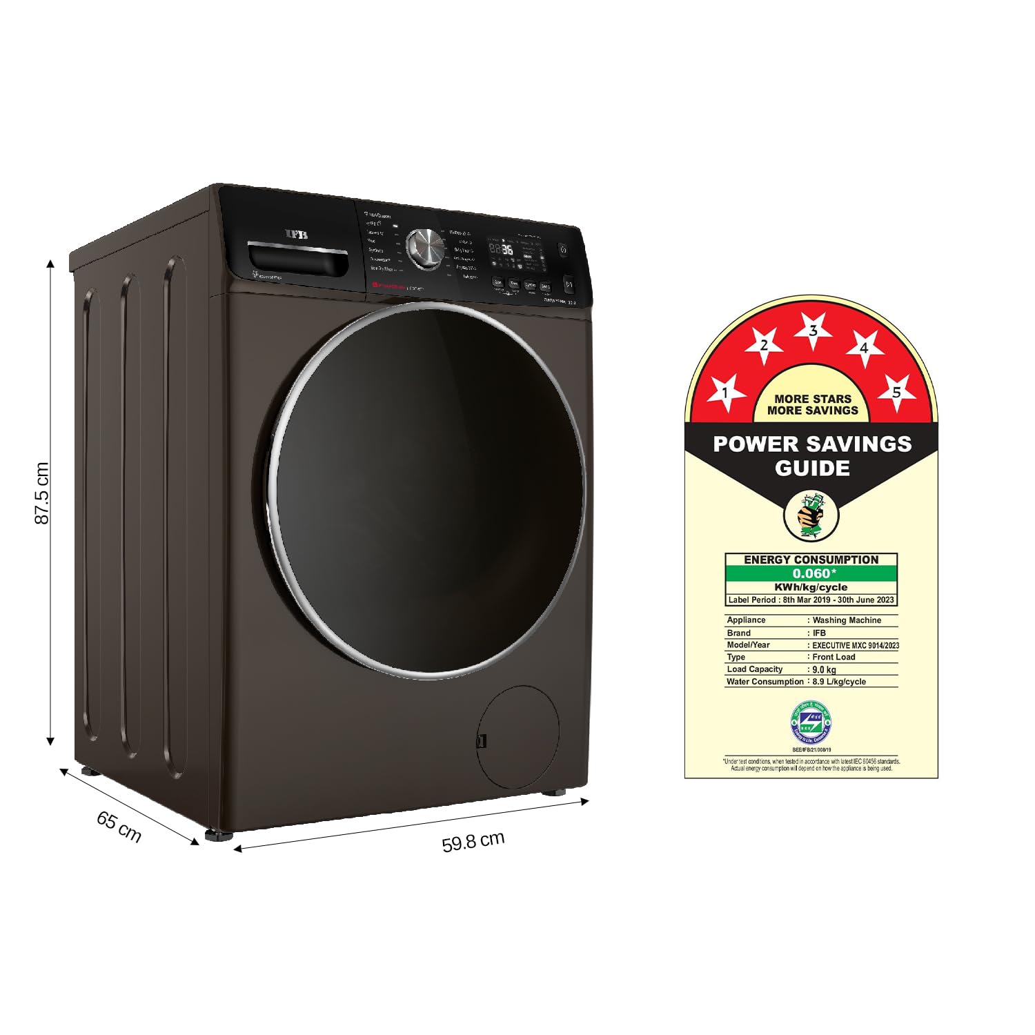 IFB 10 Kg 5 Star AI Eco Inverter Fully Automatic Front Load Washing Machines with Wifi (Executive Plus MXC 1014, 2023 Model, Mocha, Oxyjet™ 9 Swirl Wash, 4 Years Comprehensive Warranty)