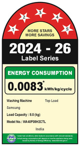 Samsung 8 Kg, 5 Star, Hygiene Steam, Ecobubble, Quick Wash, Soft Closing Door, Digital Inverter, Fully-Automatic Top Load Washing Machine (WA40F08H2CTL, In-Built Heater, Stainwash, Deep Charcoal)