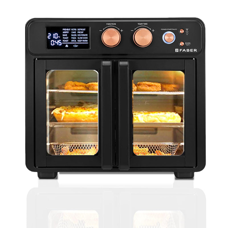 Faber Air Fryer Oven 25L, Digital Control, Bake Tray, SS Wire Tray&Basket, Crumb Tray, Rotisserie Kit|15 Preset Auto Program|Roast,Fry,Toast,Defrost|Convection Function|FAO 25L 15F