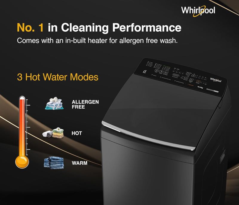 Whirlpool 10 Kg 5 Star MAGIC CLEAN BW PRO Heater Fully Automatic Top Load Washing Machine (MAGIC CLEAN BW PRO H 10 KG Mn GREY 10YMW)