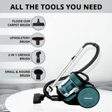 INALSA MELLERWARE Vacuum Cleaner 1400 Watt Bagless Cylinder Vacuum Cleaner MWVC 02 with Powerful Suction & High Energy Efficiency 1.5L Dust Box Capacity (Aqua Green/Black) (Bagless Cyclonic MWVC 02)