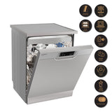 Crompton 13 Place Setting Freestanding Dishwasher with 8 Wash Programs and Turbo Drying Technology (Voilla 13 PS INX, Silver Inox, FS-DWVOV13PS-INX)