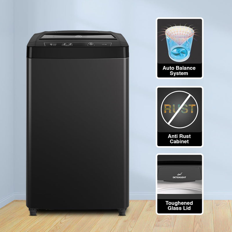 Godrej 6.5 Kg 5 Star I-Wash Technology for Automatic One Touch Wash Fully-Automatic Top Load Washing Machine (2023 Model, WTEON 650 AP 5.0 GPGR, Graphite Grey, With Toughened Glass Lid)