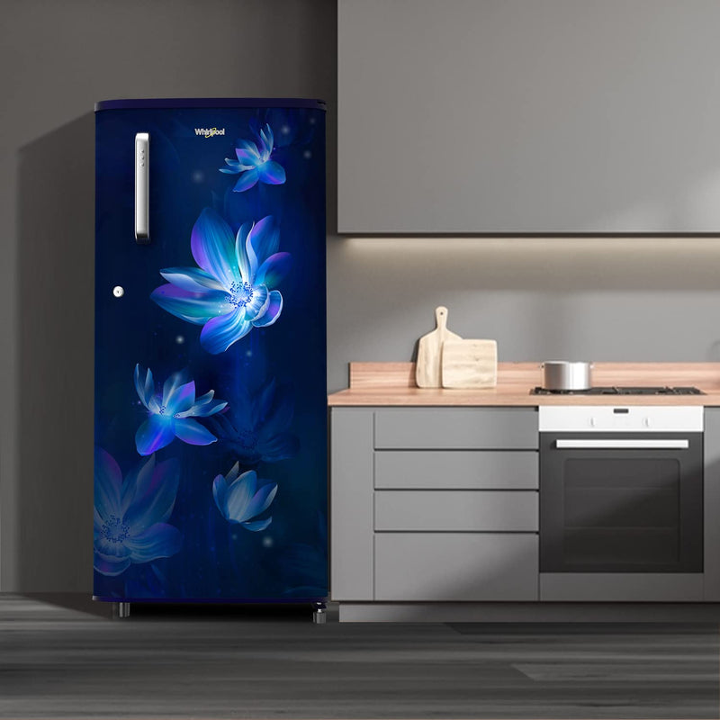 Whirlpool 184 L 4 Star Inverter Direct-Cool Single Door Refrigerator (205 WDE PRM 4SInv SAPPHIRE FLOWER RAIN-Z, Blue)