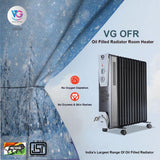 VG OFR Room Heater 13 Fin 2900 Watts Oil Filled Room Heater with PTC Ceramic Fan Heater(OFR 13F DLX Black)