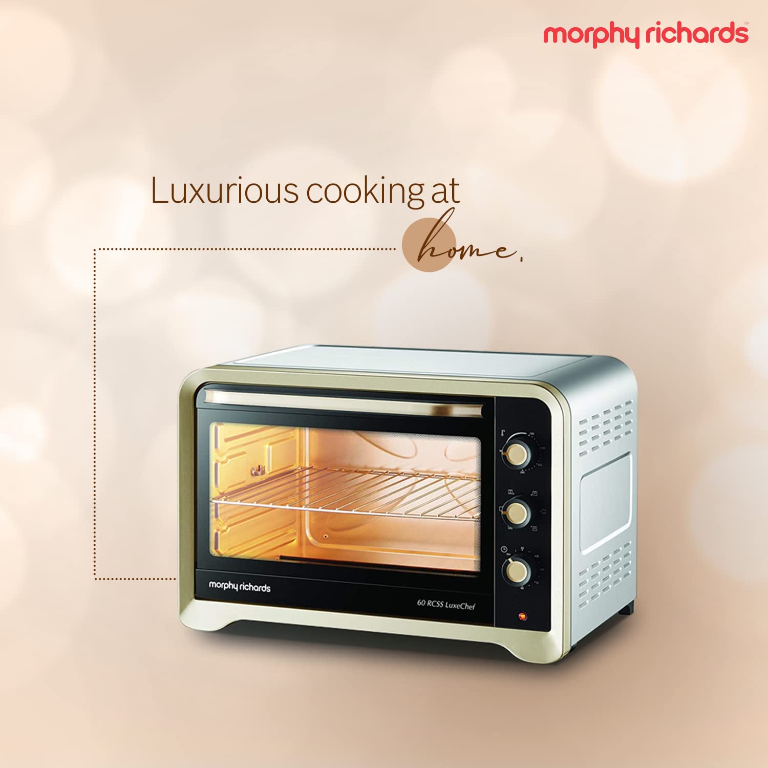 Morphy Richards 60 Liter 60RCSS Luxe Chef Oven Toaster Griller, with Convection and Rotisserie Function (Gold, Regular, 60 Liter)