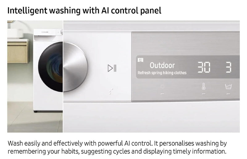 Samsung 7 kg, 5 Star, AI Control, Wi-Fi, Digital Inverter, Motor, Fully-Automatic Front Load Washing Machine (WW70T502NAN1TL, Hygiene Steam, Inox)