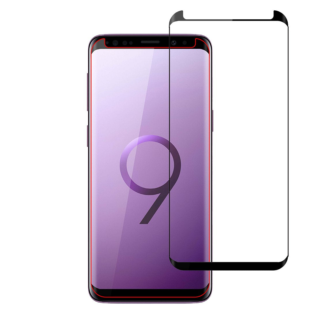 Stuffcool Mighty 3D Curved Full Screen Tempered Glass Screen Protector for Samsung Galaxy S9 - Black with Applicator (Case Friendly & Edge to Edge)