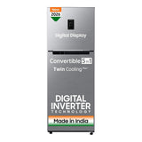 Samsung 301 L, 2 Star, Convertible 5-in-1 Digital Inverter with Display Frost Free Double Door Refrigerator (RT31H4522S9/HL, Silver, Refined Inox, 2026 Model)