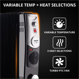 INALSA OFR Room Heater Oil Filled Radiator Heat Storm 9F- 2400W with Turbo Fan| 9 Fins| Variable Temperature Control| 3 Heat Settings , Black